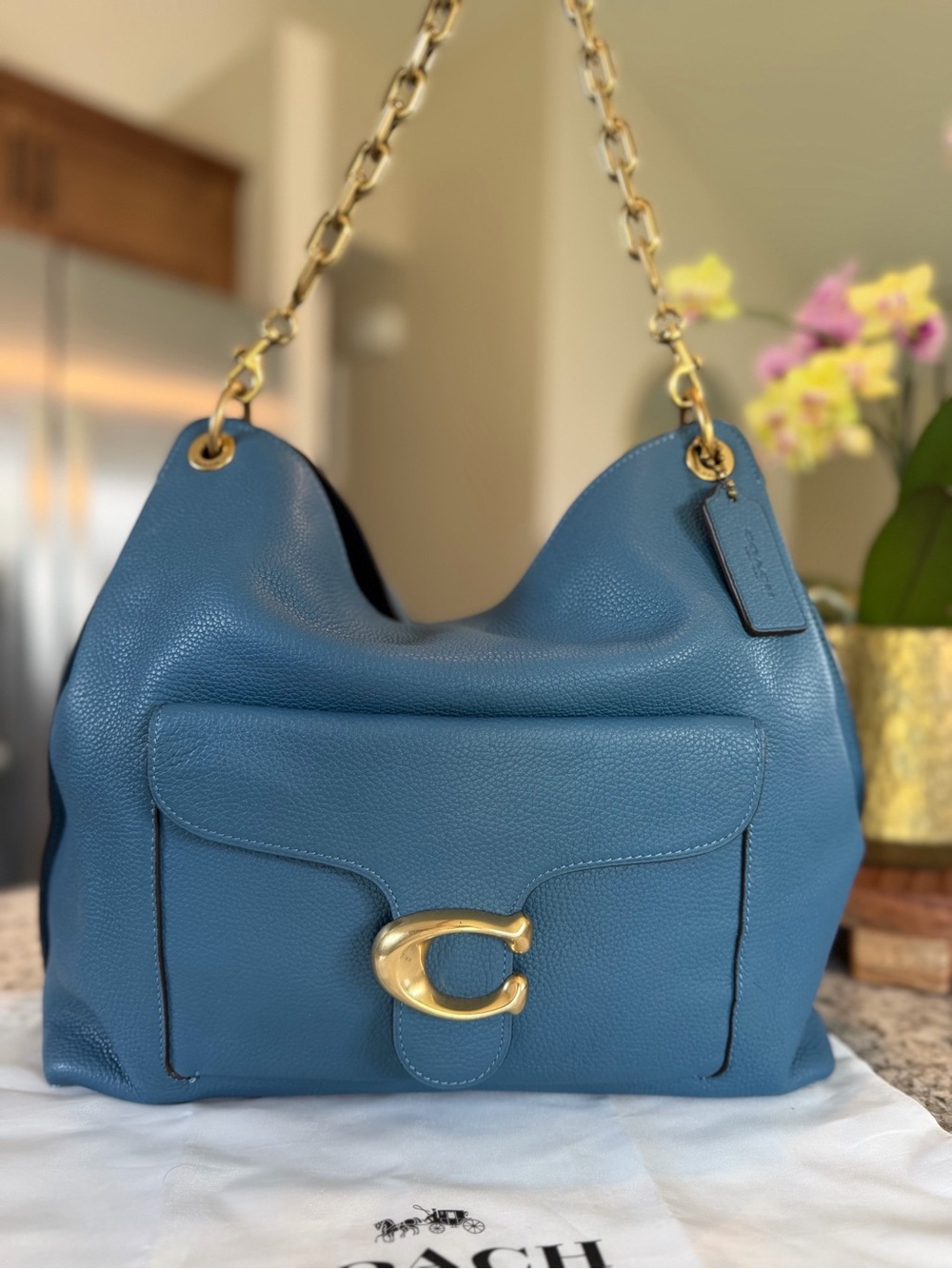 Coach Tabby Hobo Bag - Lake Blue Polished Pebbled Leather (Style 78207) EUC - Picture 9 of 14